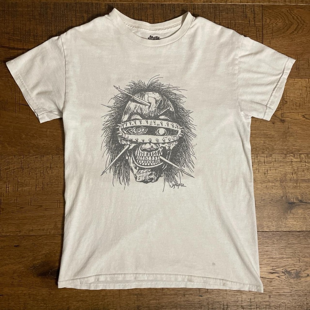 Travis Scott Cactus Jack Utopia C4 Tee Mens Small Cream Skater Concert Skull